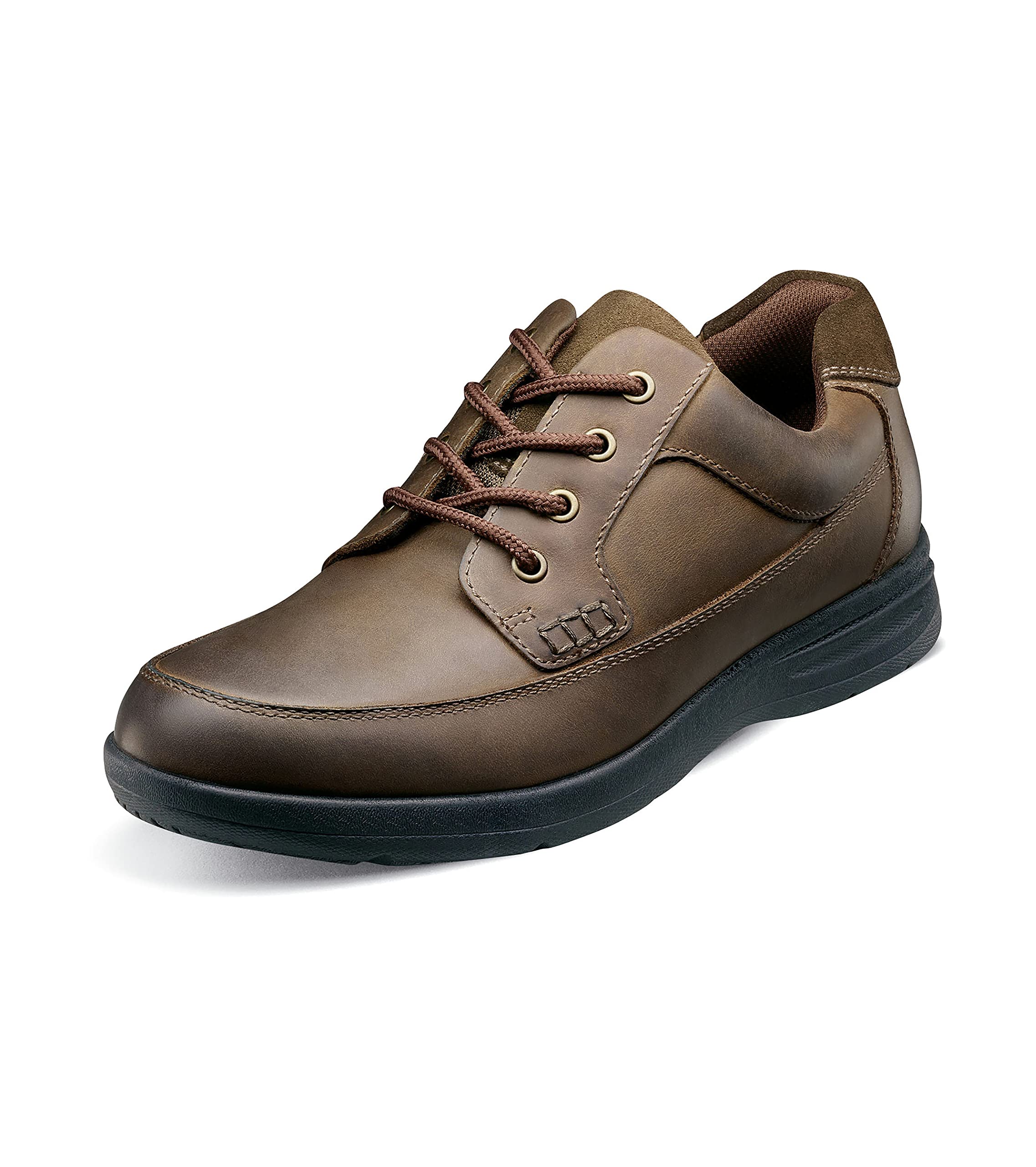 Nunn Bush Men's Cam Moc Toe Casual Lace-Up with Comfort Gel and Memory Foam, Brown Crazy Horse, 12 X-Wide