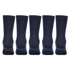 Kids Cotton Full length Plain Navy Color School Socks For Boys & Girls - Pack Of 5