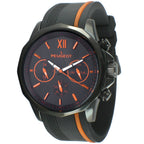 Peugeot Men Big Face Chronograph Sport Watch - Round with Day, Date. 24 Hours Sub Dial Windows & Silicone Strap, Black