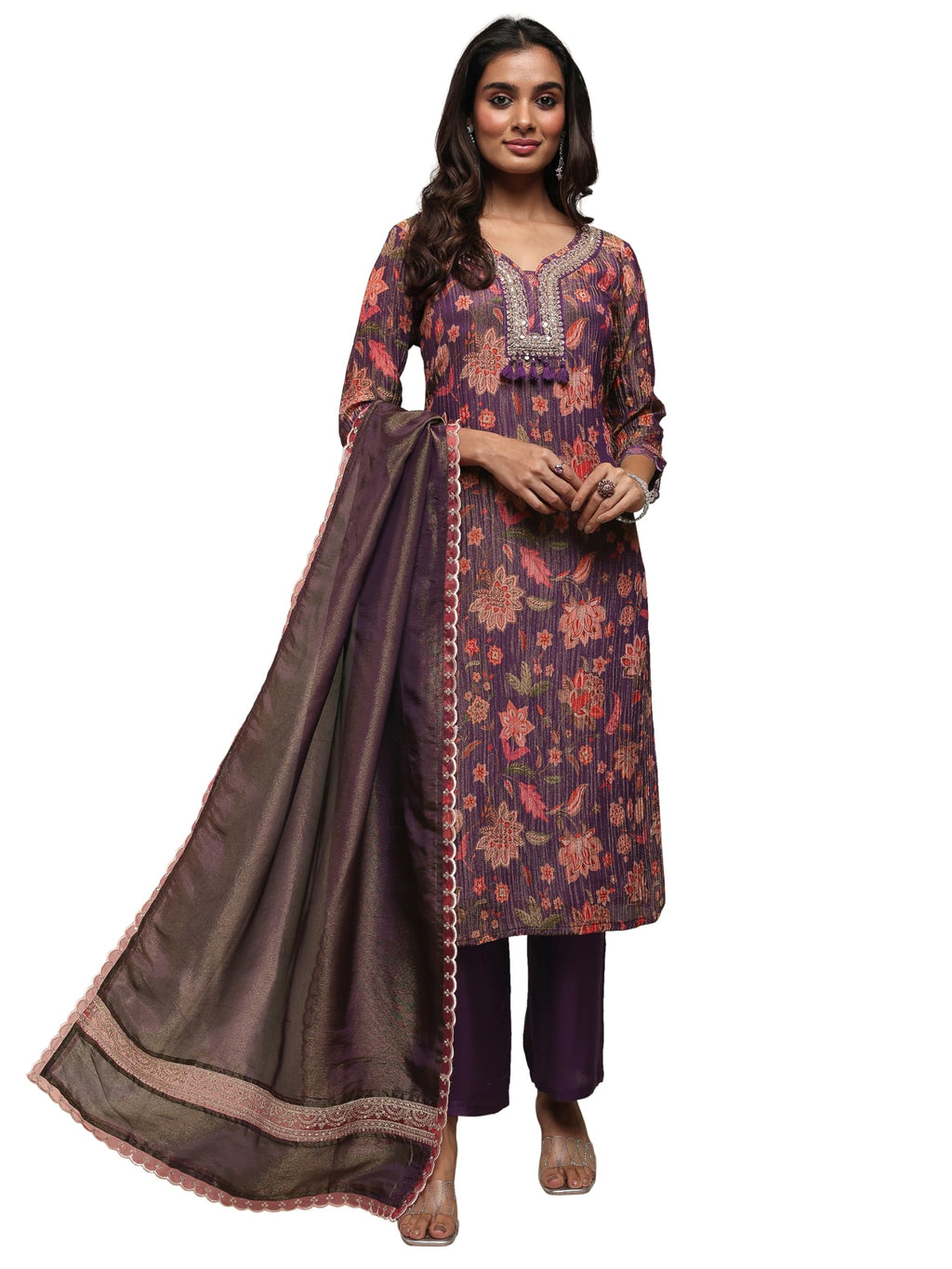 Libas Art Printed Silk blend Straight-fit Kurta Set for Women (51201AS)