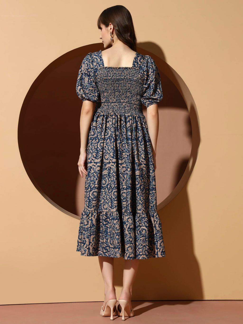 Kzully WomenS Polyester A-Line Mid-Calf Length Dress (1001-05_Navy Blue
