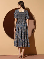 Kzully WomenS Polyester A-Line Mid-Calf Length Dress (1001-05_Navy Blue