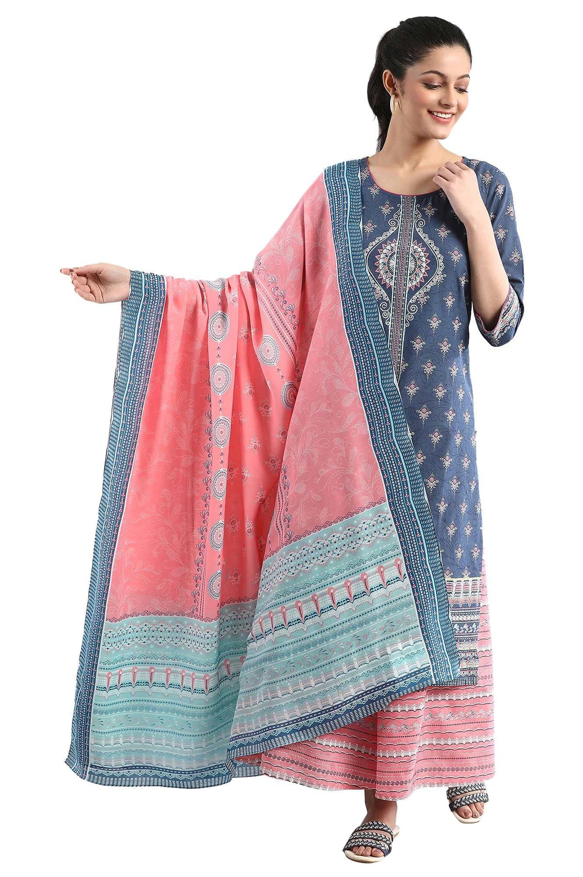 Aurelia Pink Printed Dupatta Pink Dupatta, Fs (21Fea80002-502892)