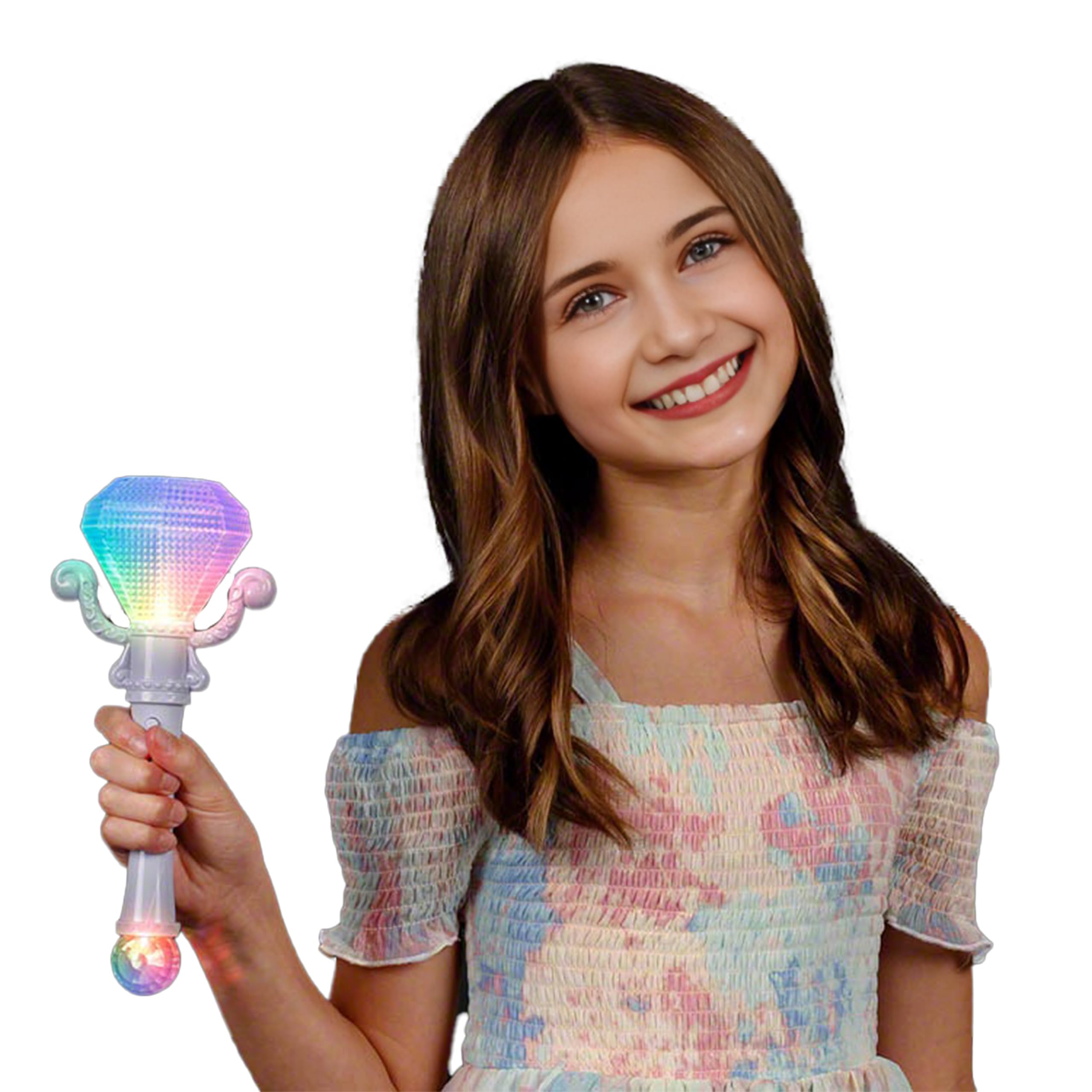 Color Changing Diamond Jewel Scepter Wand with Projecting Crystal Ball