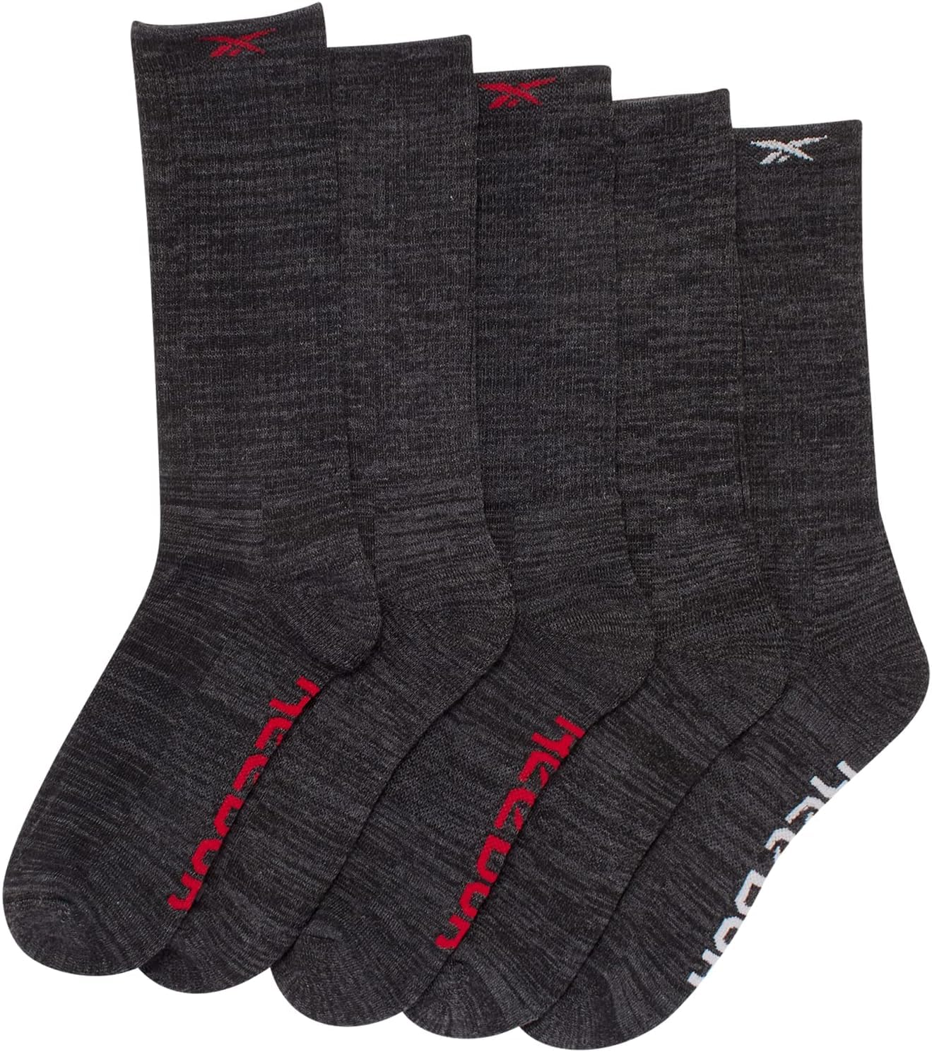 Reebok Men's Cushioned Comfort Athletic Performance High Crew Socks (5 Pack), Size 6-12.5, Ash Grey