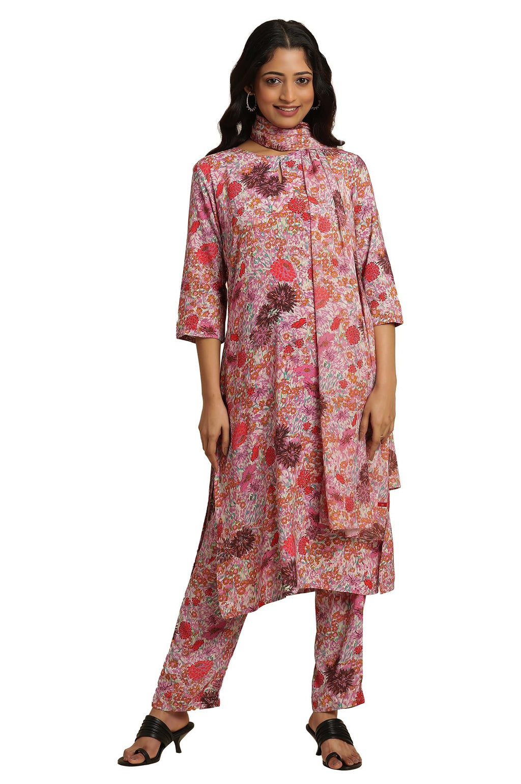 W For Woman Women'S Rayon Kurta, Straight Pant & Dupatta (24Fews10853-123826_Pink