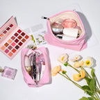 SOIDRAM 2 Pieces Makeup Bag Large Corduroy Cosmetic Bag Capacity Canvas Mix Travel Toiletry Bag Organizer Cute Makeup Brushes Ae