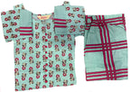Gosriki WomenS Green & Pink Floral Printed Kurta With Trousers