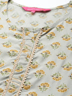 Anubhutee Women'S Sage Green Printed Anarkali Kurta