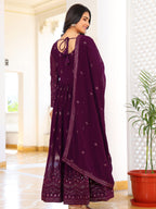 Fashion Basket WomenS Georgette Anarkali Lond Dress With Duptta Purple