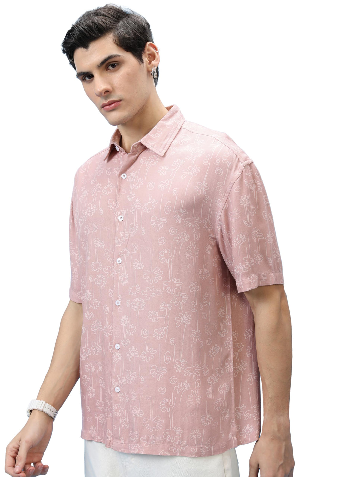 Ketch Men Slim Fit Dusky Pink Shirt