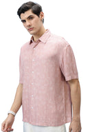 Ketch MenS Paisley Slim Fit Shirt (Khsh001673_Dusky Pink