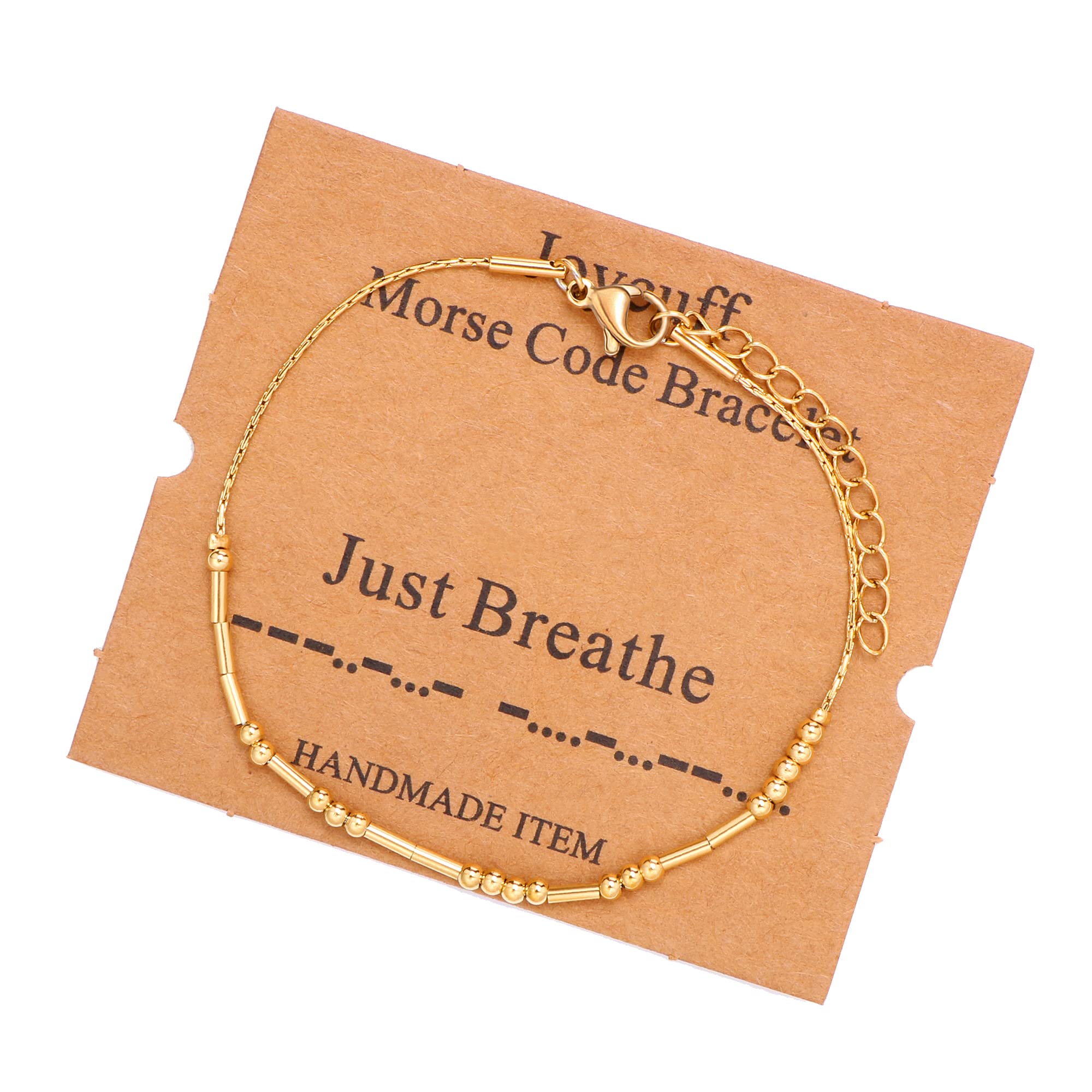 JoycuFF Just Breathe Morse Code Bracelets for Women Inspirational Birthday Mother's Day Christmas Gifts for Best Friend Mom Sist