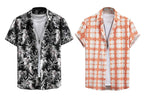 Rebelify MenS Lycra Bland Shirt With Half Sleeves Button Down Closure Round Collar Neck Printed Pattern Relaxed Fit And Standar
