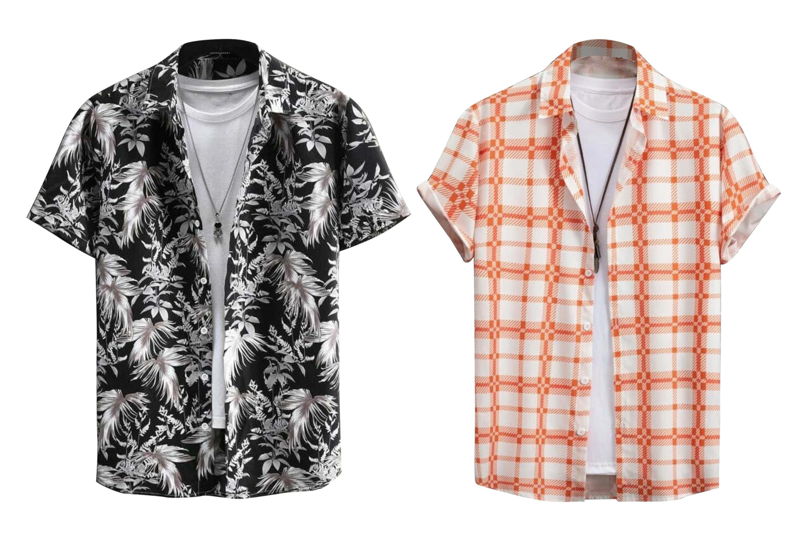 Rebelify MenS Lycra Bland Shirt With Half Sleeves Button Down Closure Round Collar Neck Printed Pattern Relaxed Fit And Standar
