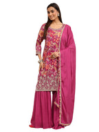 Libas Printed Chinon Straight Kurta With Sharara With Dupatta (51843XXL)