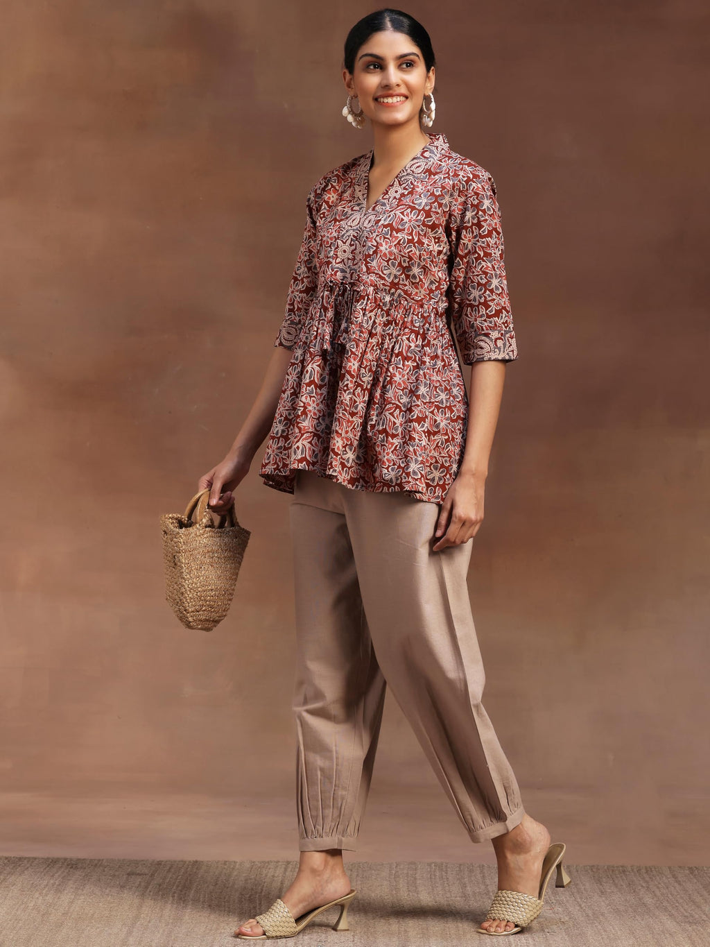 Libas WomenS Cotton A-Line Kurta (29101O_Rust