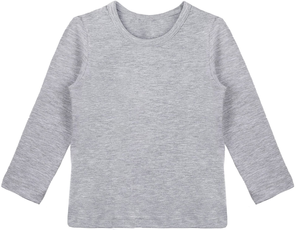 Lilax Girls' Basic Long Sleeve Round Neck Cotton T-Shirt 5 Grey