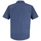 Red Kap Mens Industrial Work Shirt, Regular Fit, Short Sleeve, greyBlue Stripe, XX-Large US