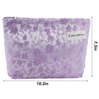 ZLFSRQ Daisy Flower Makeup Bag Travel Cute Floral Cosmetic Bags for Women Large Makeup Pouch Zipper Cosmetic Pouch for Purse Aes
