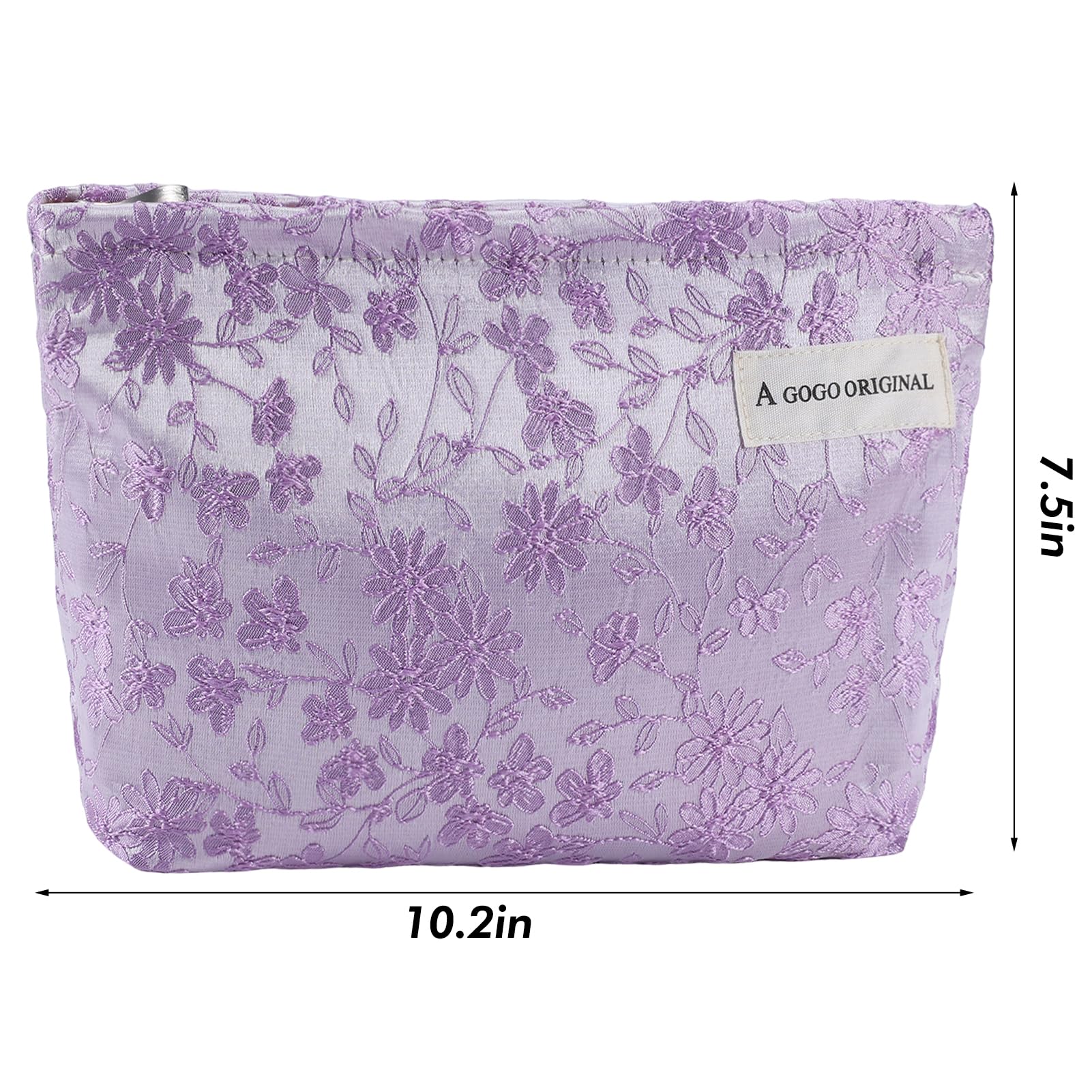ZLFSRQ Daisy Flower Makeup Bag Travel Cute Floral Cosmetic Bags for Women Large Makeup Pouch Zipper Cosmetic Pouch for Purse Aes