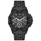 Bulova Men's Crystals Octava Black Ion Plated Stainless Steel 6-Hand Multi-Function Quartz Watch Style: 98C134