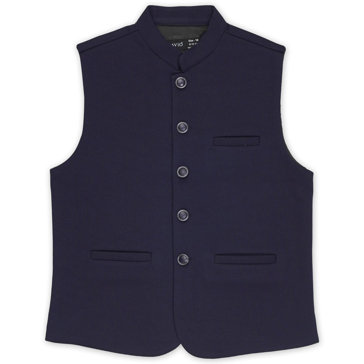 Cavio Boys Navy Solid Nehru Jacket 13-14