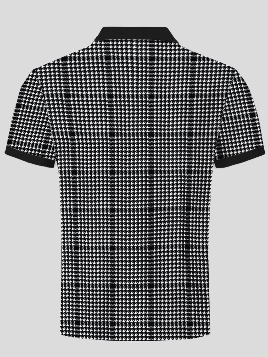Noble Monk MenS Regular Fit Polo Neck T-Shirt|Half Sleeves|Gradient Houndstooth Pattern|Casual T-Shirt For Men