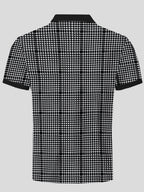 Noble Monk MenS Regular Fit Polo Neck T-Shirt|Half Sleeves|Gradient Houndstooth Pattern|Casual T-Shirt For Men