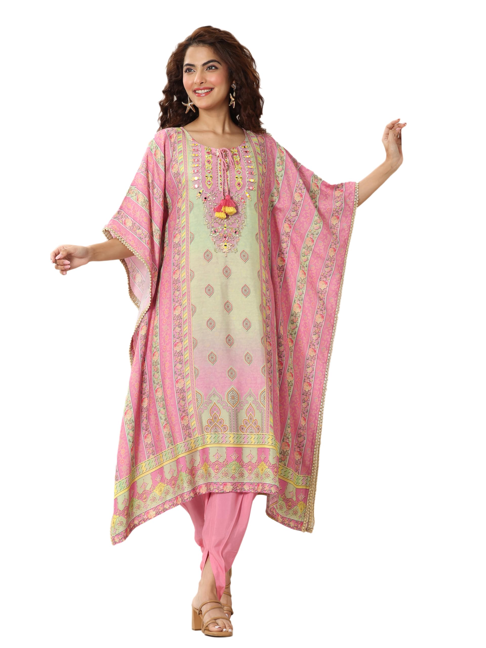 Libas Womens Printed Muslin Straight Kurta With Trousers