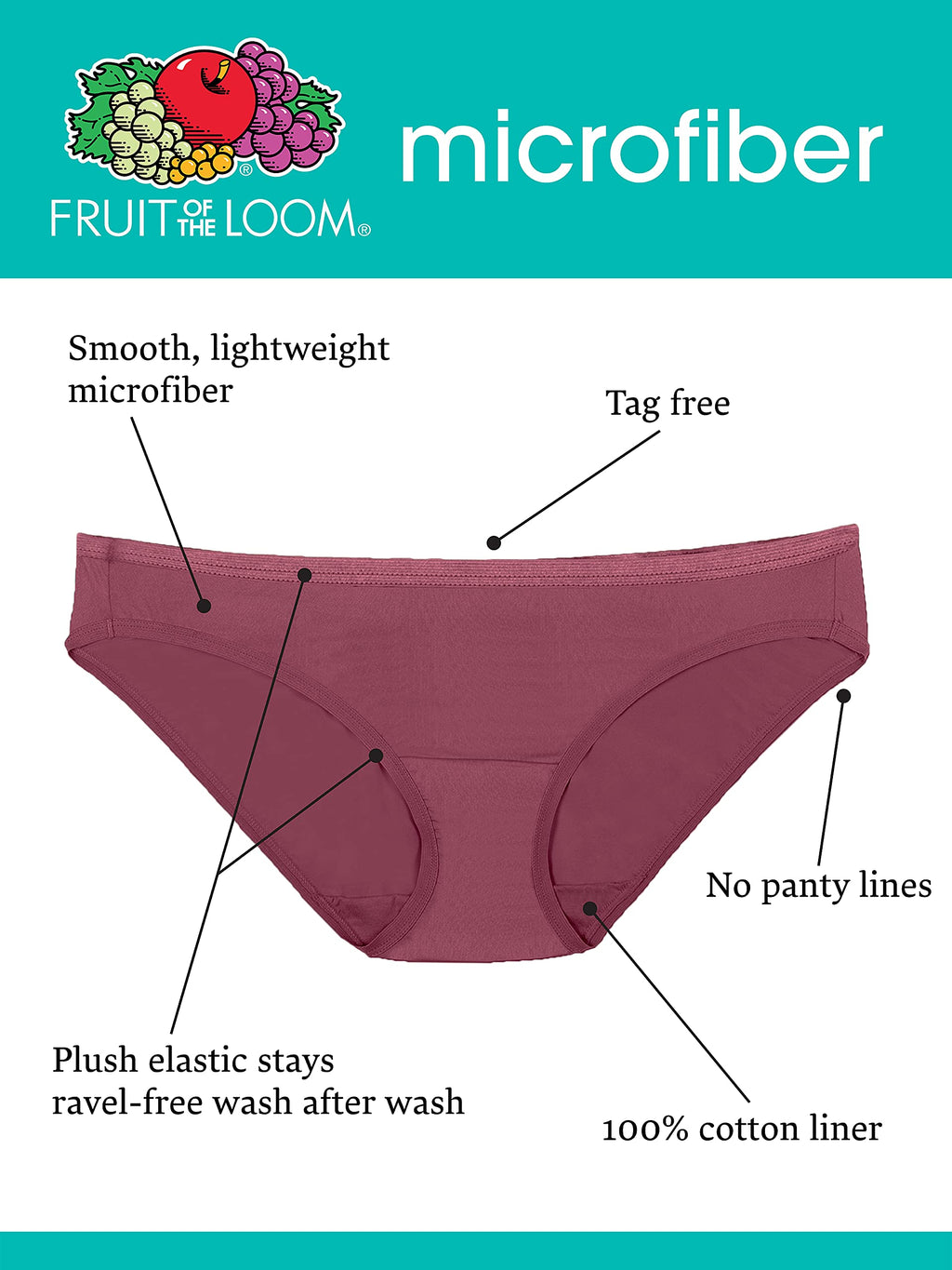 Fruit of the Loom Women's Size Underwear, Hi Cut-Microfiber-Assorted, 13 Plus