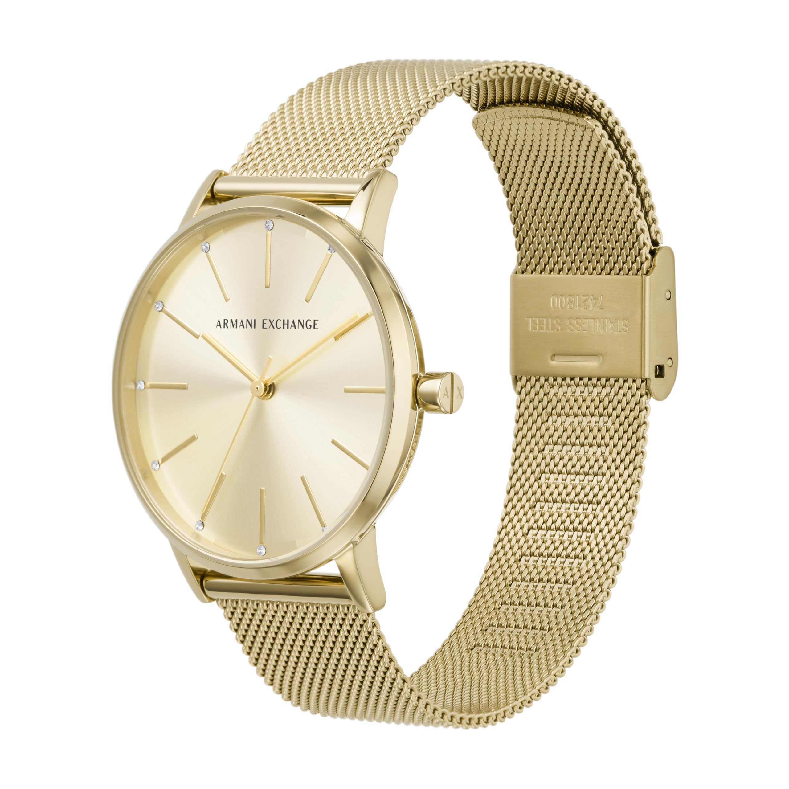 A|X ARMANI EXCHANGE Women's Gold-Tone Stainless Steel Mesh Watch (Model: AX5536)