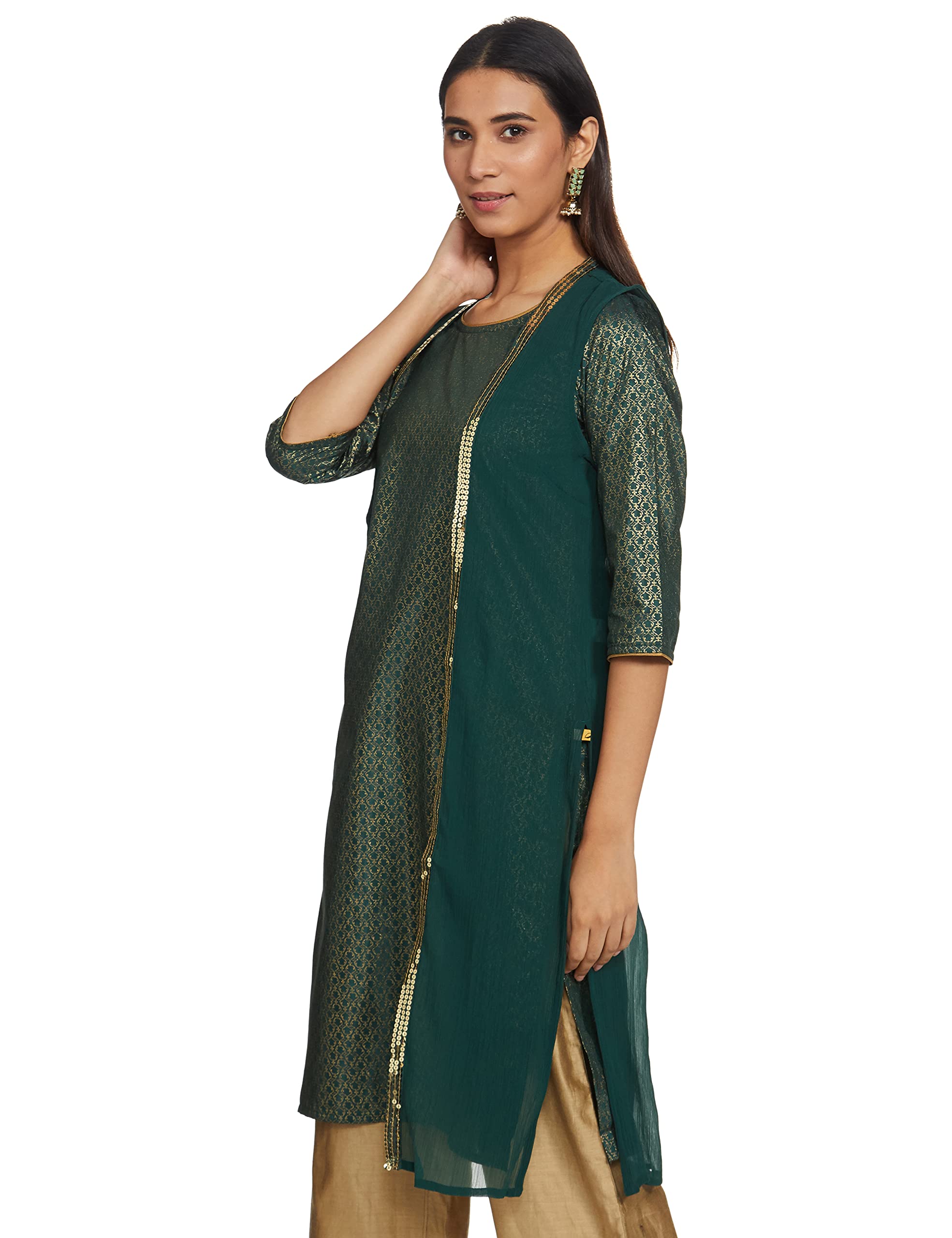 Aurelia Women'S Polyester Kurta Knee-Length Suit-Dress Set