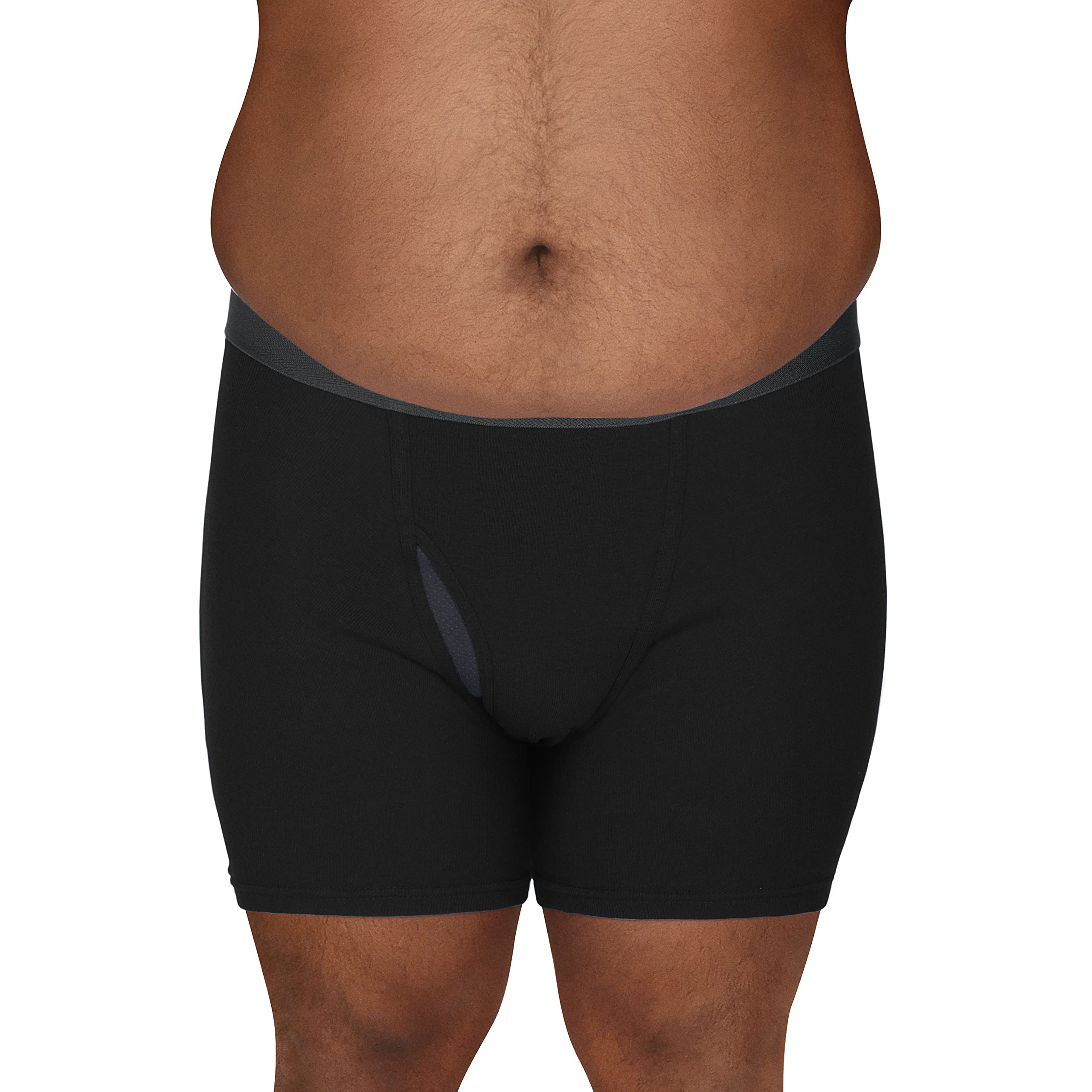 Fruit of the Loom Men's Premium Tag-Free Cotton Underwear (Regular, Big Man-3 Pack-Black/Gray, 5X-Large