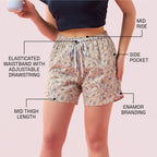 Enamor Womens Boxer Shorts (E7A1_Blue Botanical Print