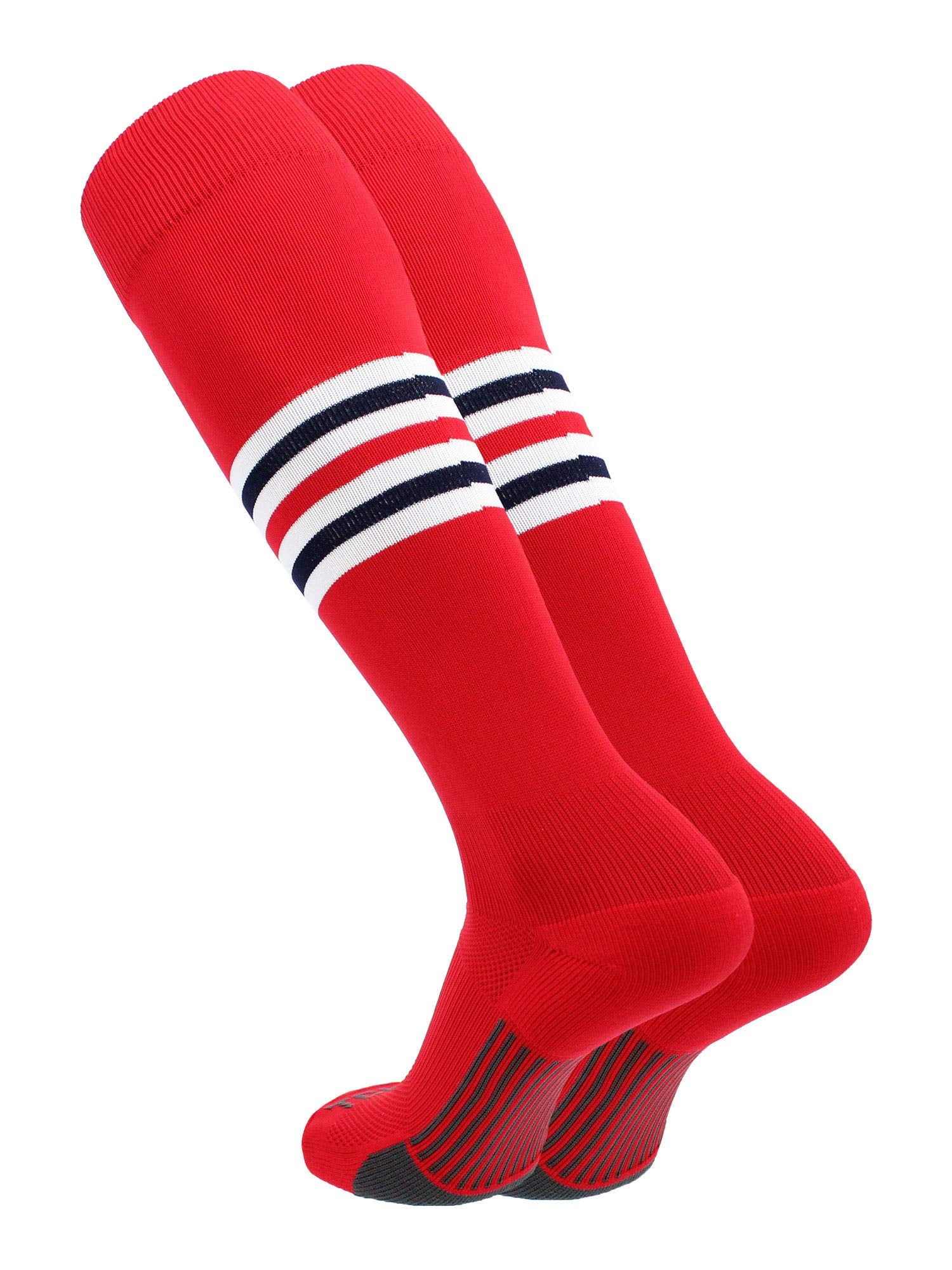 TCK Performance Baseball/Softball Socks (Scarlet/White/Navy, Large)