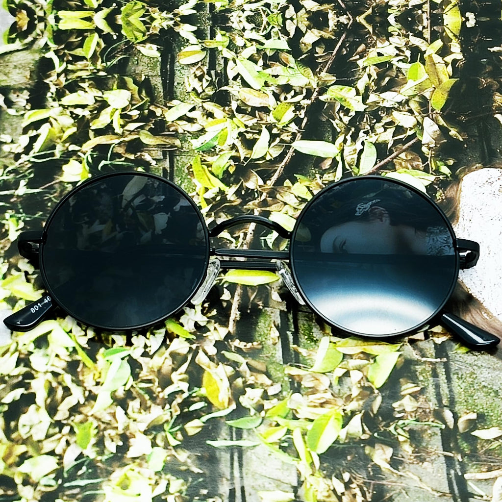 Joopin Round Sunglasses 2 Pack Small Circular Sun Glasses Polarized UV400 Circle Shades for Men and Women Halloween Costume