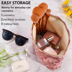 ZLFSRQ Heart Makeup Bag Travel Cute Cosmetic Bags for Women Large Makeup Pouch Zipper Cosmetic Pouch for Purse Aesthetic Embroid