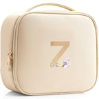 Vlando Mothers Day Gift Ideas,PU Leather Large Capacity Letter B Makeup Cosmetic Bag,Monogrammed Birthday Gift for Mom Sister Gr