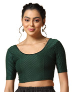 TOPLOT Cotton Blend Lycra Stretchable Round Neck Blouses for Women Readymade (Blouse-5058-Green-32)