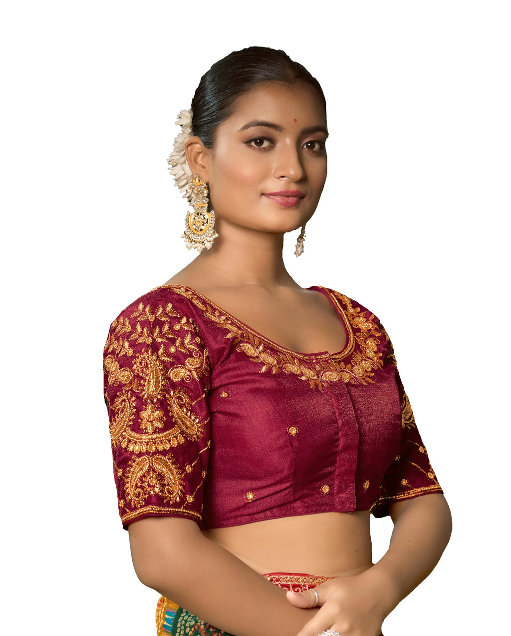 Pujia Mills WomenS Readymade Blouse Embroidery Multi Coding Maggam Work Sequence Work Indian Ethnic Designer Stitched Readymade