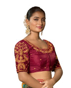 Pujia Mills WomenS Readymade Blouse Embroidery Multi Coding Maggam Work Sequence Work Indian Ethnic Designer Stitched Readymade