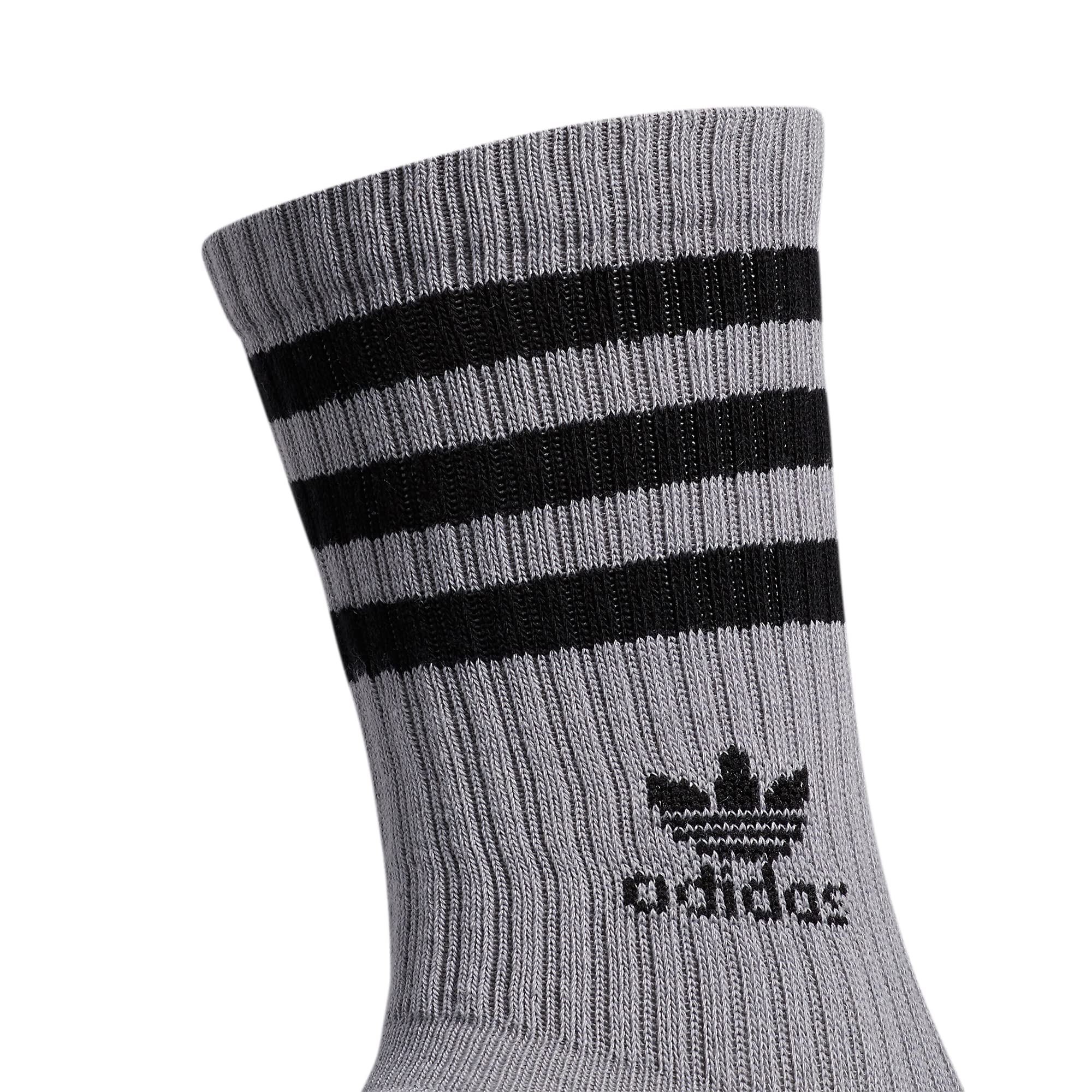adidas Originals Men's Originals Roller 3-Pack Crew, Light Onix Grey/Black/White, Large