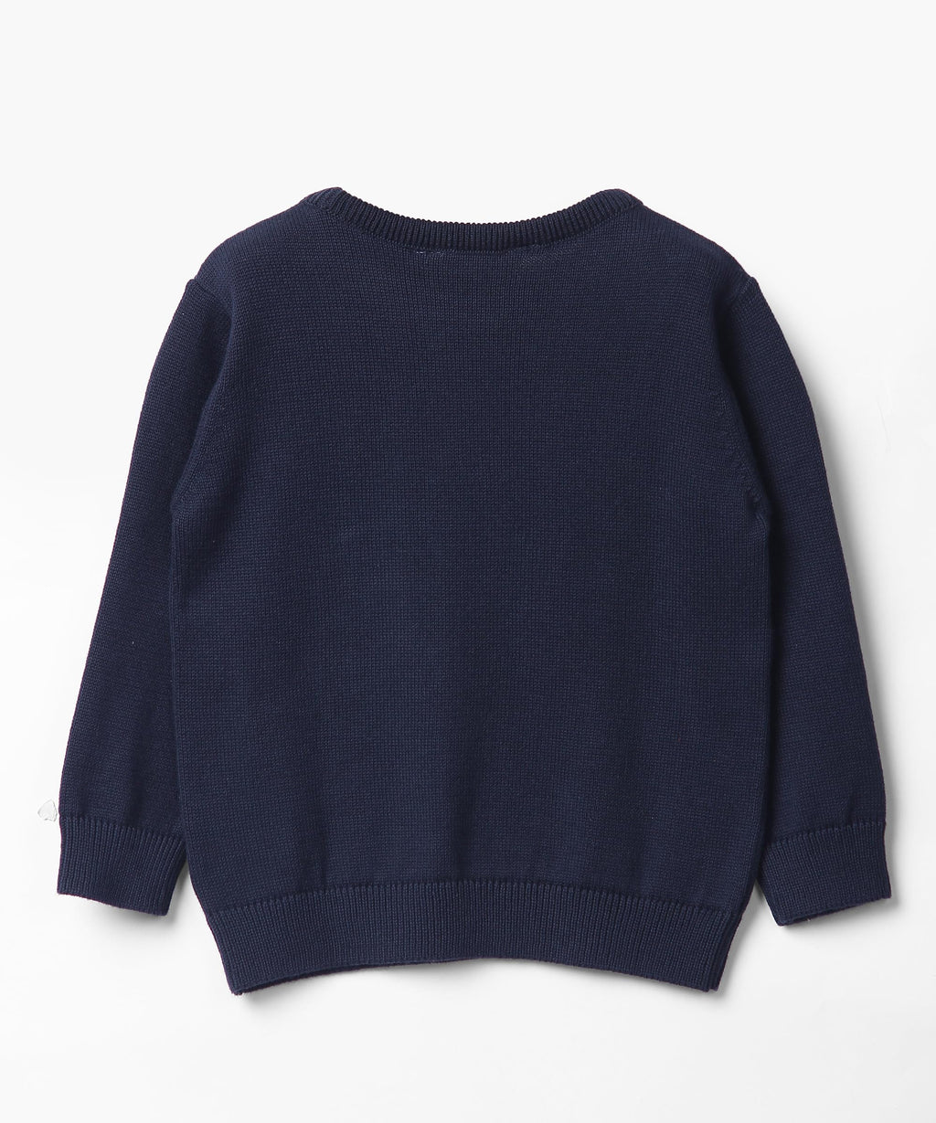 Beebay Kids Unisex Navy Blue X-Mas Tree Crew-Neck Sweater | Soft Cotton Fabric | Round Neck | Boys & Girls