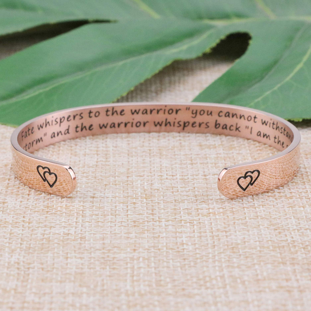 JoycuFF Women Calm Gift for Her Inspirational Christmas Cuff Bangle Bracelets Fate Whispers to The Warrior You Cannot Withstand