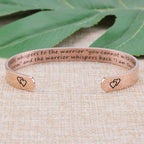 JoycuFF Women Calm Gift for Her Inspirational Christmas Cuff Bangle Bracelets Fate Whispers to The Warrior You Cannot Withstand