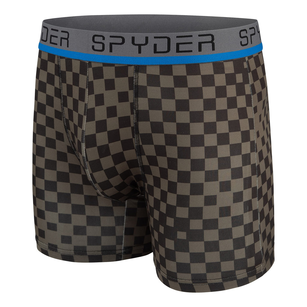 Spyder Mens Boxer Briefs 4 Pack Poly Spandex Performance Boxer Briefs Underwear (Grey/Blue/Black/Green, Medium)