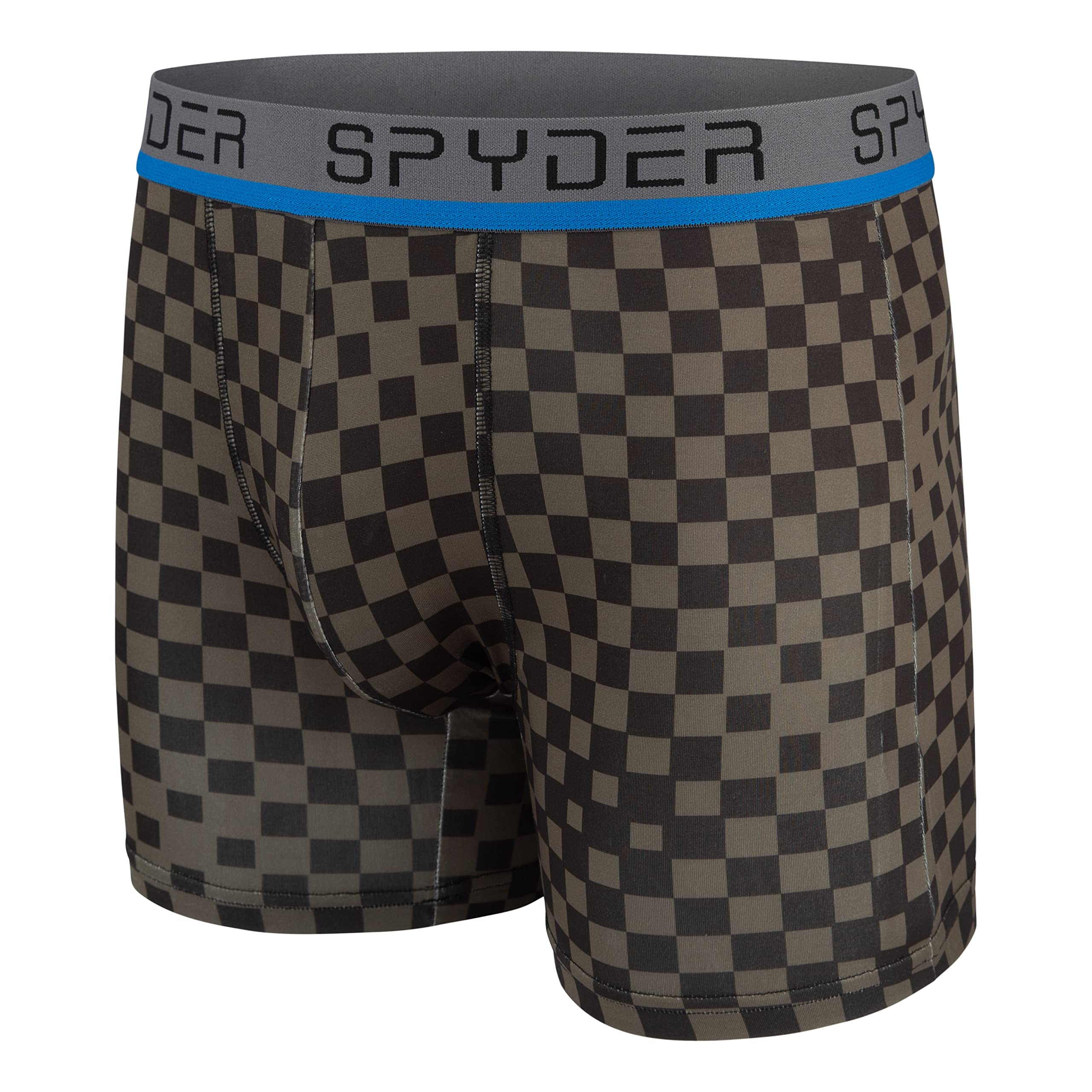 Spyder Mens Boxer Briefs 4 Pack Poly Spandex Performance Boxer Briefs Underwear (Grey/Blue/Black/Green, Medium)