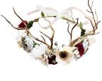 Deer Flower Crown Boho Flower Headband Hair Wreath Floral Headpiece Halo with Ribbon Wedding Party Festival Photos by Vivivalue