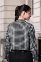 POPWINGS Casual Pure Cotton Checks Crop Shirt for Women | Stylish Western Full Sleeves